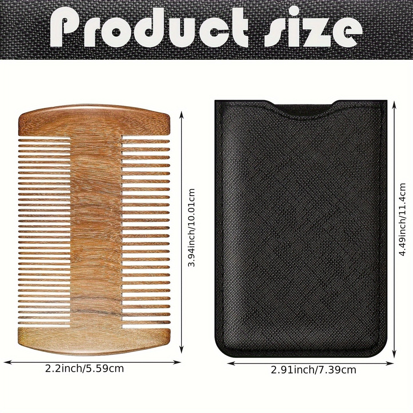 Natural Sandalwood Dual Action Beard And Moustache Combs With Case