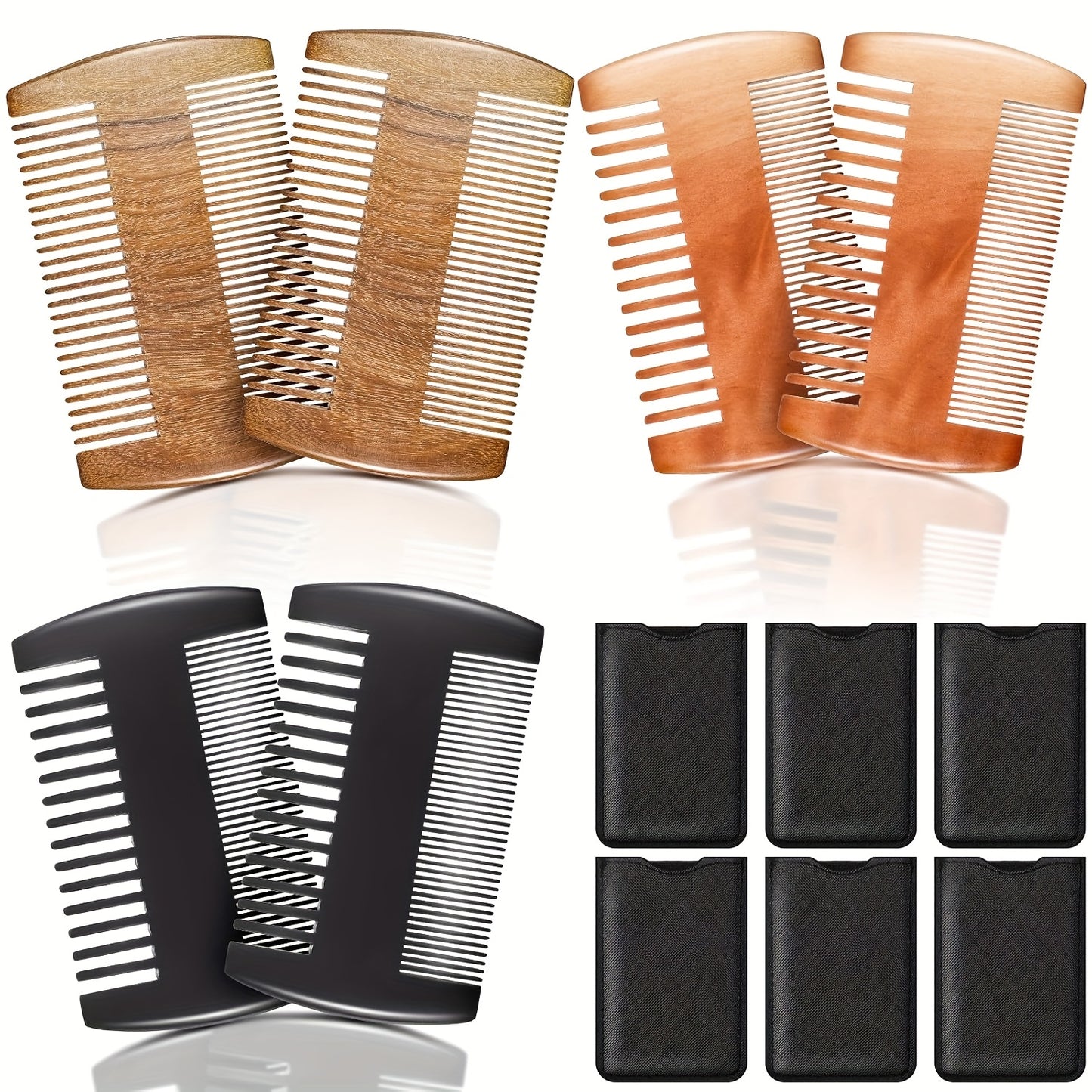 Natural Sandalwood Dual Action Beard And Moustache Combs With Case