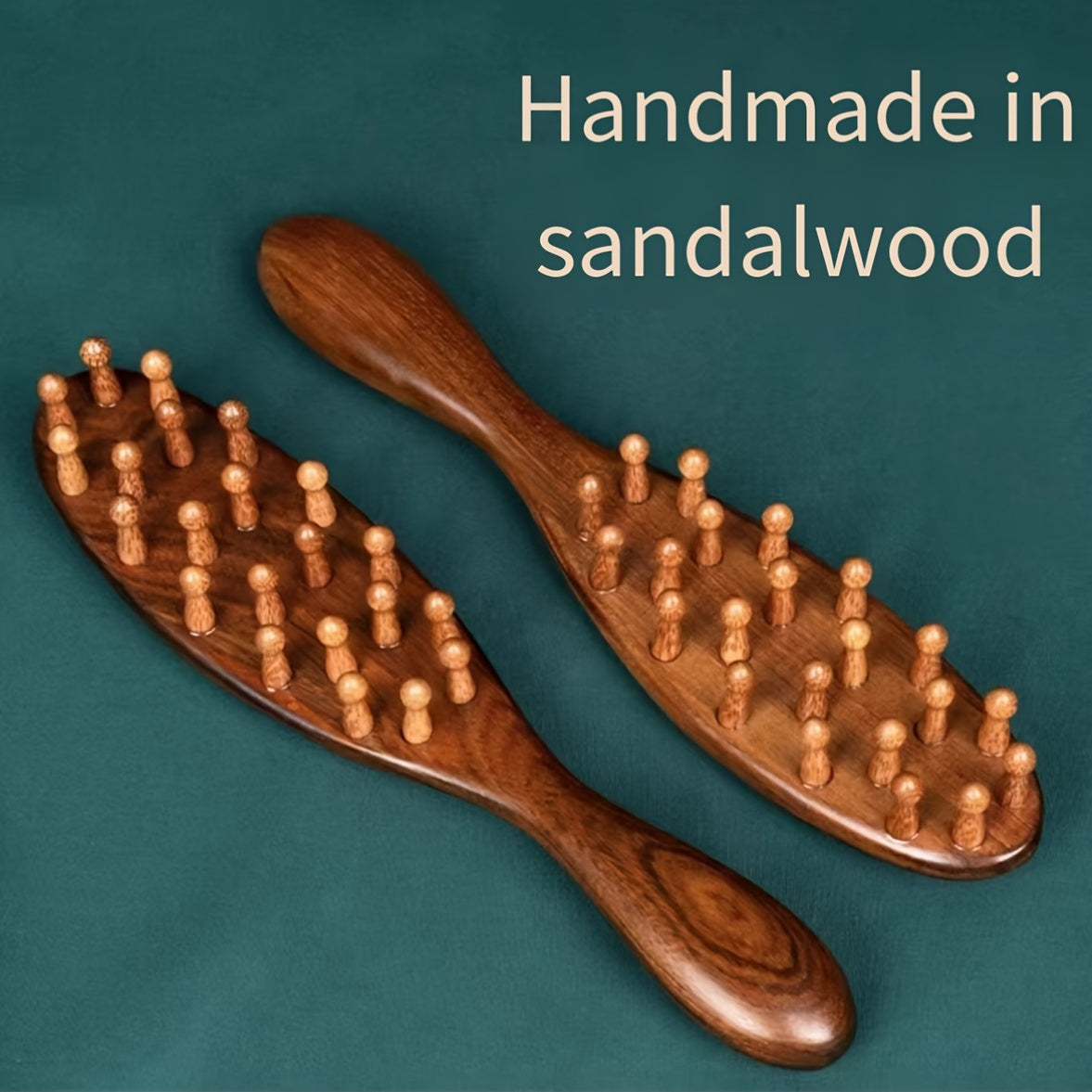 2025 New Handle Meridian Massage Comb Thickened Solid Wood Inserted Tooth Sandalwood Comb