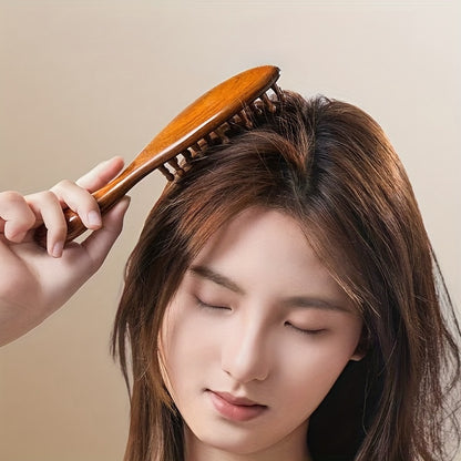 2025 New Handle Meridian Massage Comb Thickened Solid Wood Inserted Tooth Sandalwood Comb