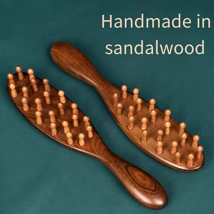 2025 New Handle Meridian Massage Comb Thickened Solid Wood Inserted Tooth Sandalwood Comb